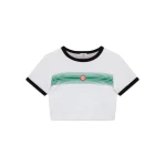 Casablanca White Gradient Stripe Ringer Short Sleeve T-Shirt | T-Shirt | Coveti