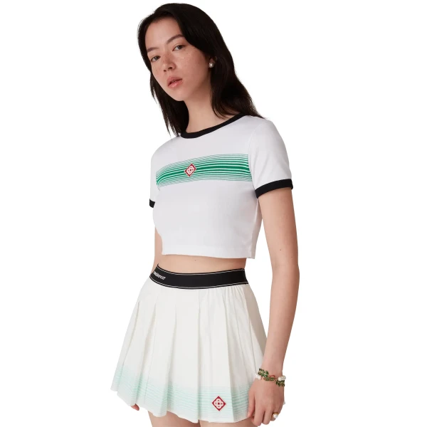 Casablanca White Gradient Stripe Ringer Short Sleeve T-Shirt | T-Shirt | Coveti