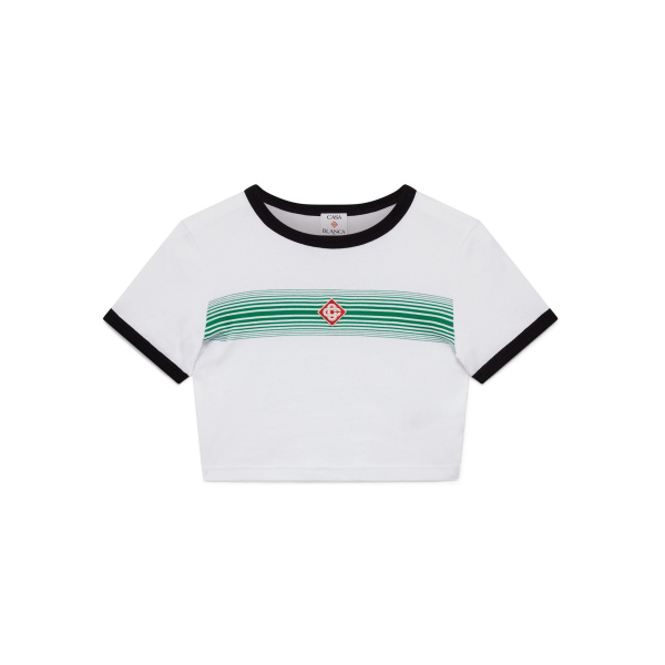 Casablanca White Gradient Stripe Ringer Short Sleeve T-Shirt | T-Shirt | Coveti