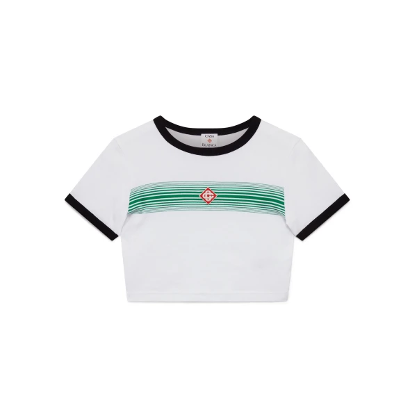 White Gradient Stripe Ringer Short Sleeve T-Shirt