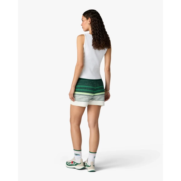 Casablanca White & Green Boucle Stripe Shorts | Shorts | Coveti