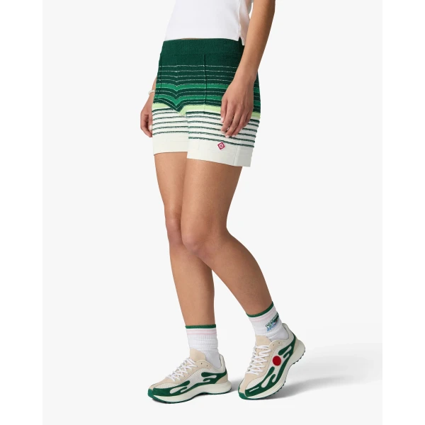Casablanca White & Green Boucle Stripe Shorts | Shorts | Coveti