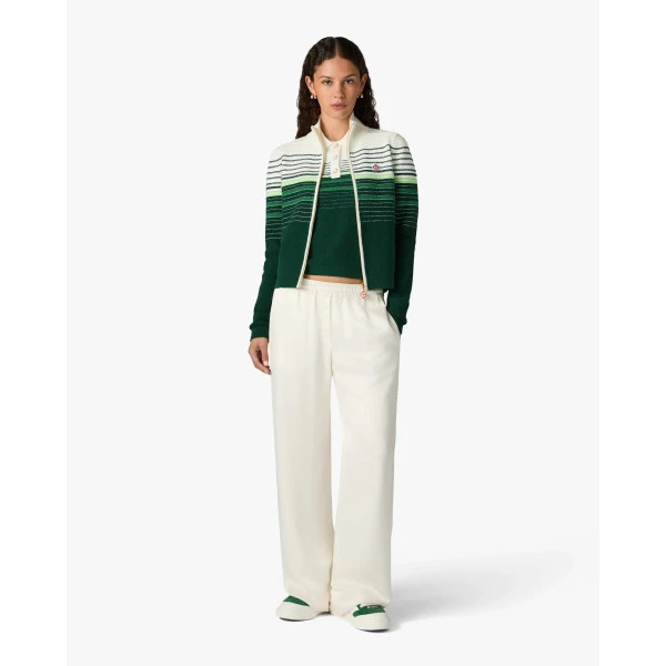Casablanca White & Green Boucle Stripe Zip-Up Track Jacket | Jackets | Coveti