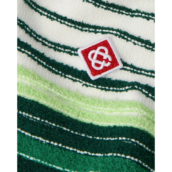 Casablanca White & Green Boucle Stripe Zip-Up Track Jacket | Jackets | Coveti