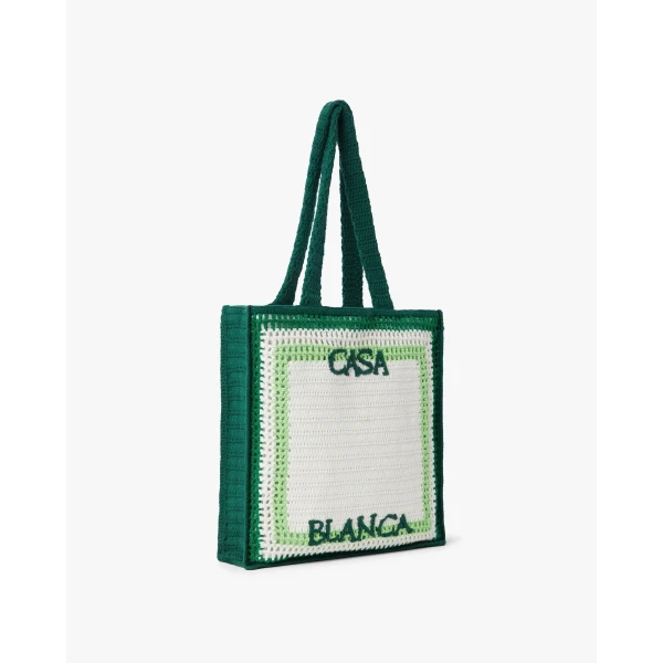 Casablanca White & Green Crochet Bag | Totes & Top-Handle Bags | Coveti