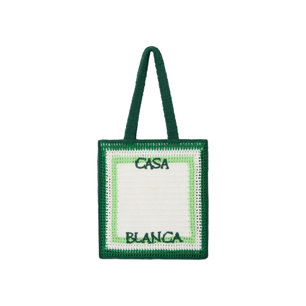 Casablanca White & Green Crochet Bag | Totes & Top-Handle Bags | Coveti