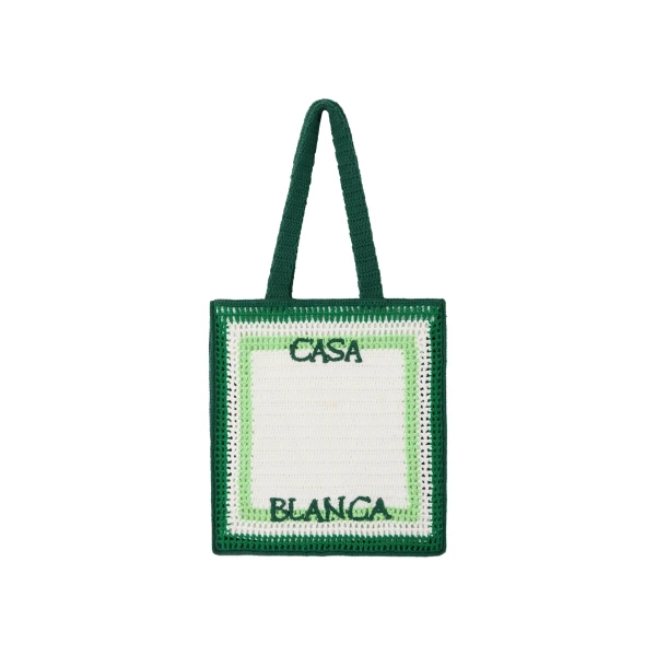 White & Green Crochet Bag