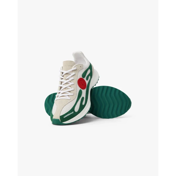 Casablanca White & Green Stade Sneaker | Sneakers | Coveti