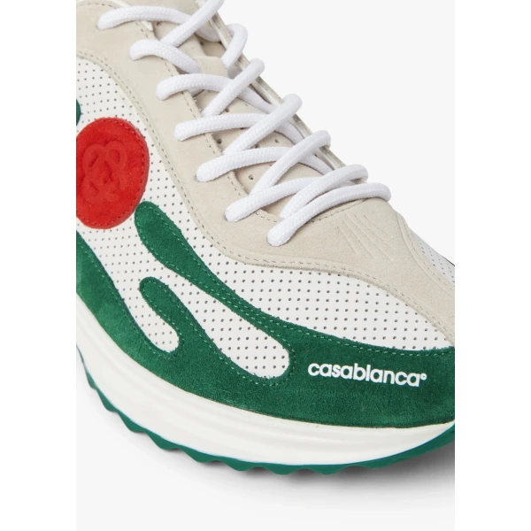 Casablanca White & Green Stade Sneaker | Sneakers | Coveti