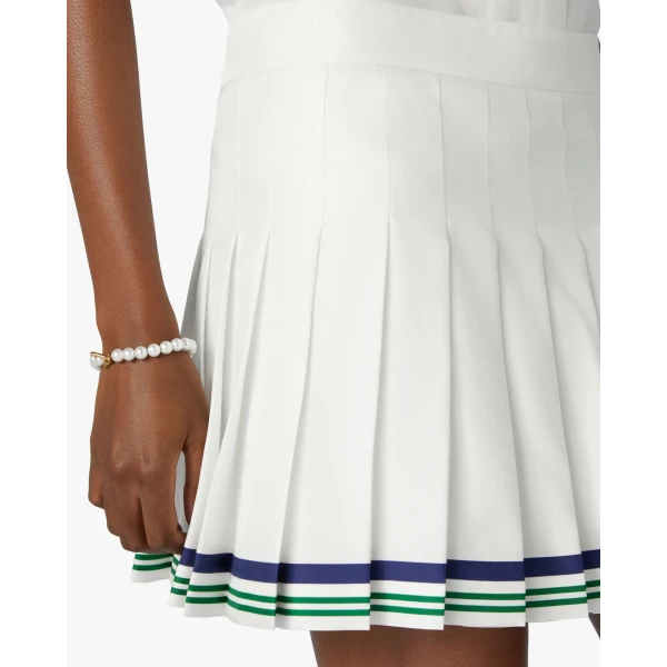 Casablanca White Hotel Emblem Pleated Mini Silk Skirt | Pleated Skirts | Coveti