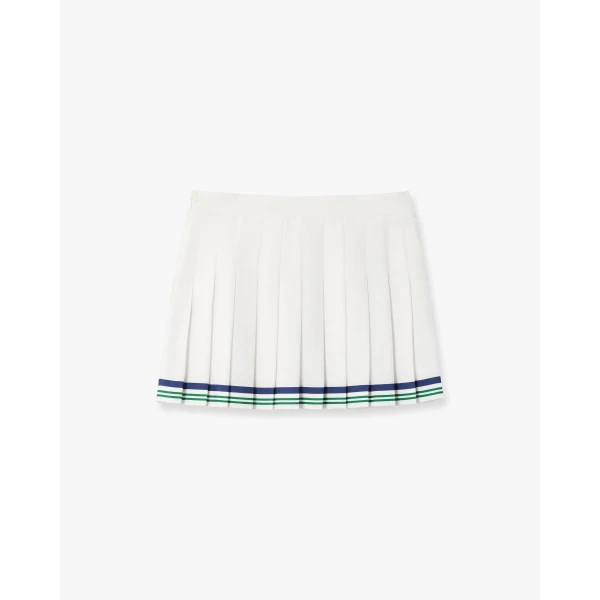 Casablanca White Hotel Emblem Pleated Mini Silk Skirt | Pleated Skirts | Coveti
