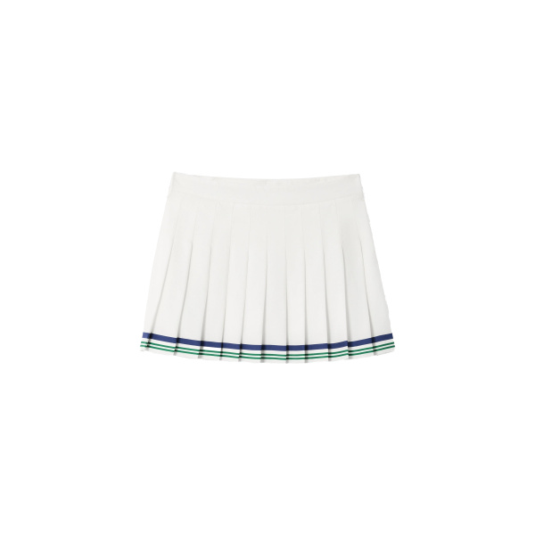 Casablanca White Hotel Emblem Pleated Mini Silk Skirt | Pleated Skirts | Coveti