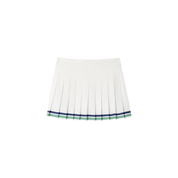 White Hotel Emblem Pleated Mini Silk Skirt