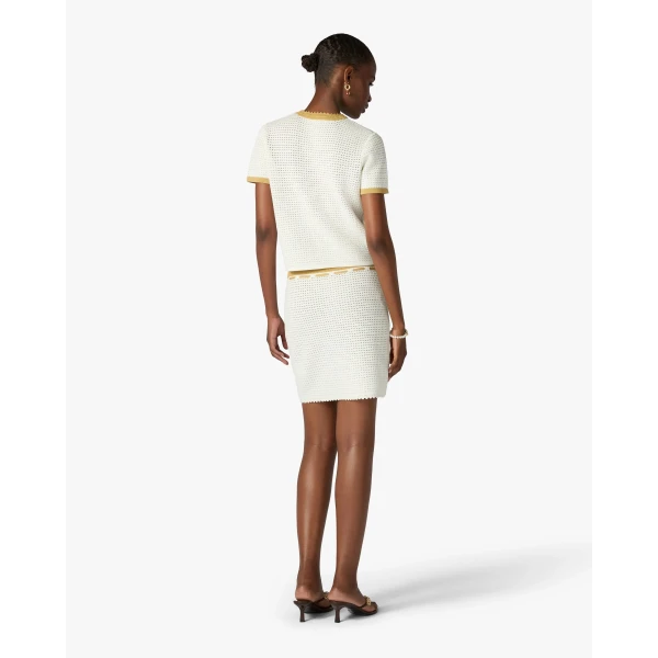 Casablanca White Lace Tuck Stitch Mini Skirt | Mini Skirt | Coveti