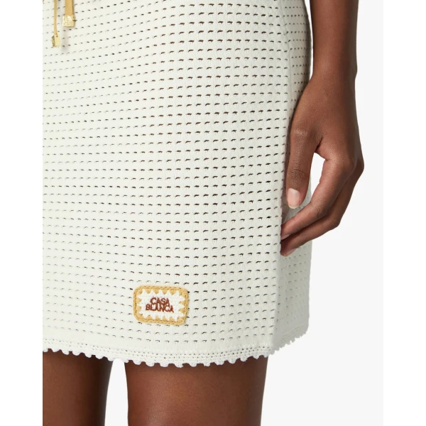 Casablanca White Lace Tuck Stitch Mini Skirt | Mini Skirt | Coveti