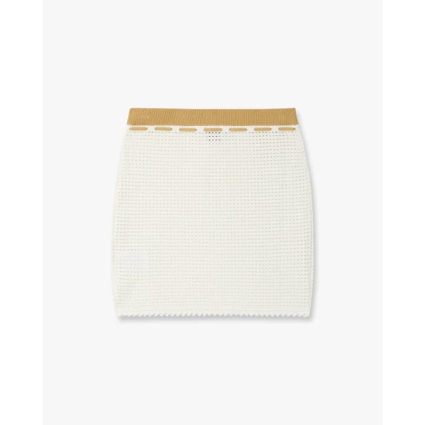 Casablanca White Lace Tuck Stitch Mini Skirt | Mini Skirt | Coveti