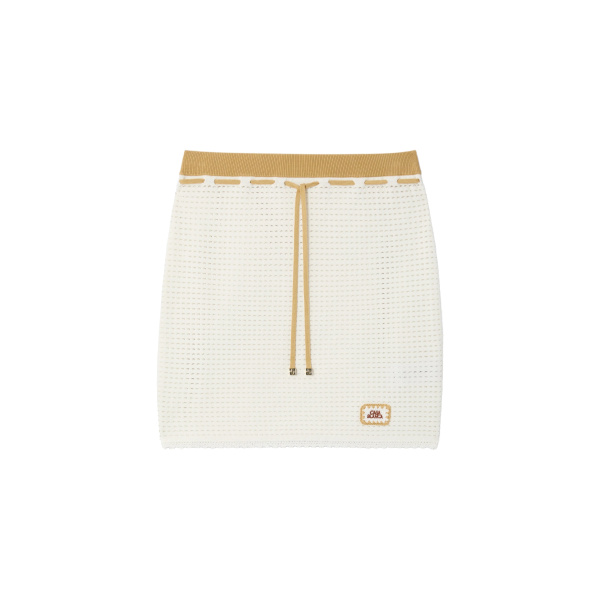 Casablanca White Lace Tuck Stitch Mini Skirt | Mini Skirt | Coveti