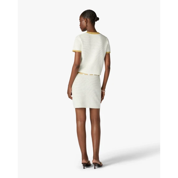 Casablanca White Lace Tuck Stitch Short Sleeve Top | Short Sleeved | Coveti