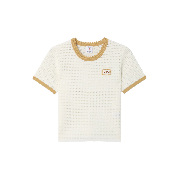 Casablanca White Lace Tuck Stitch Short Sleeve Top | Short Sleeved | Coveti