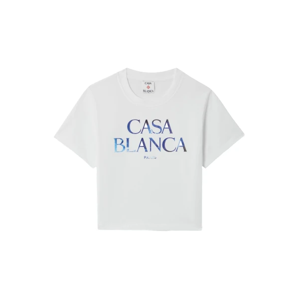 White Meduse Stacked Logo Cropped Baby T-Shirt