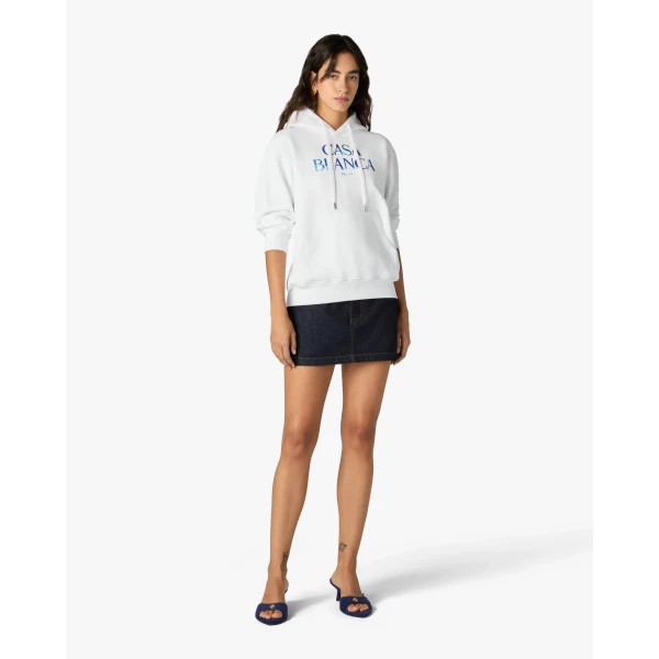 Casablanca White Meduse Stacked Logo Hooded Sweatshirt | Hoodies | Coveti