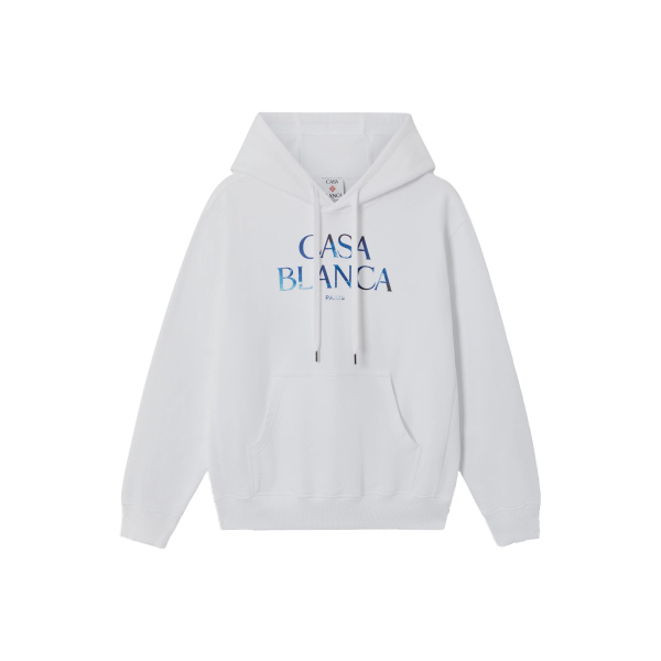 Casablanca White Meduse Stacked Logo Hooded Sweatshirt | Hoodies | Coveti
