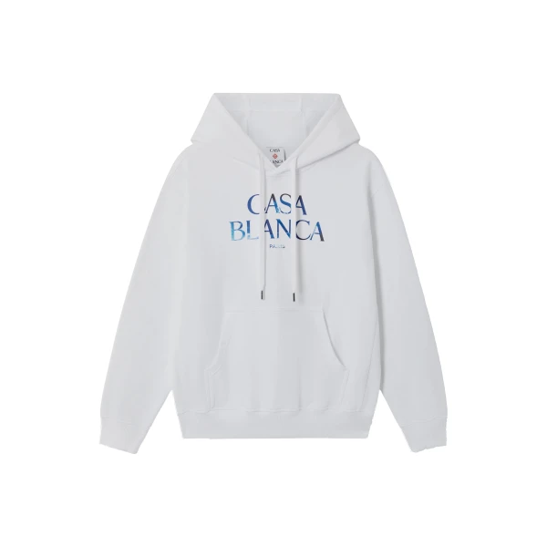 White Meduse Stacked Logo Hooded Sweatshirt