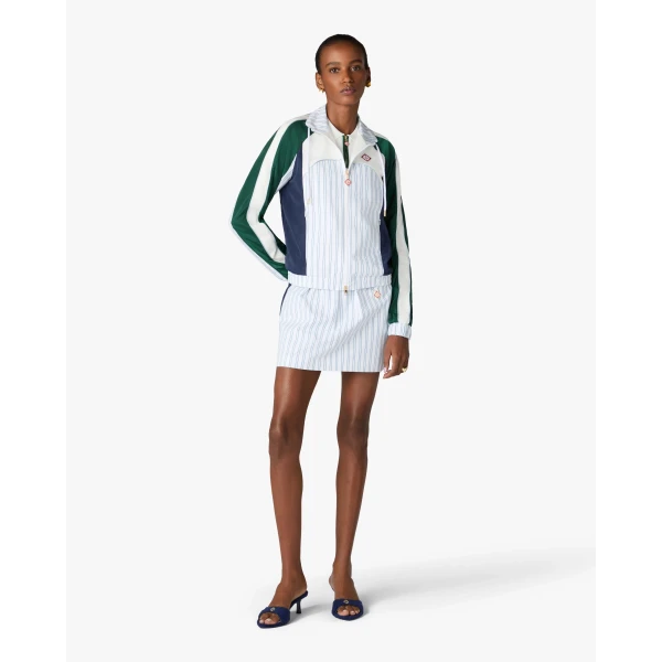 Casablanca White & Navy Pinstripe Mini Skirt | Mini Skirt | Coveti