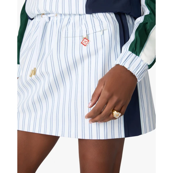 Casablanca White & Navy Pinstripe Mini Skirt | Mini Skirt | Coveti