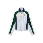 Casablanca White & Navy Pinstripe Panelled Track Jacket | Jackets | Coveti