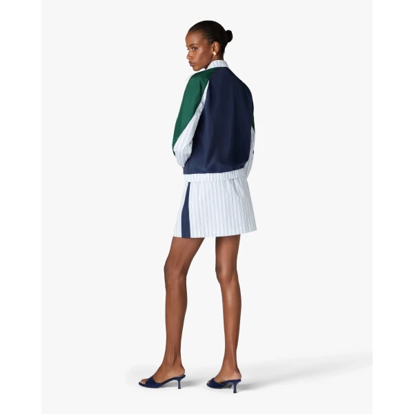 Casablanca White & Navy Pinstripe Panelled Track Jacket | Jackets | Coveti