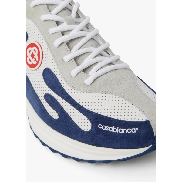 Casablanca White & Navy Stade Sneaker | Sneakers | Coveti