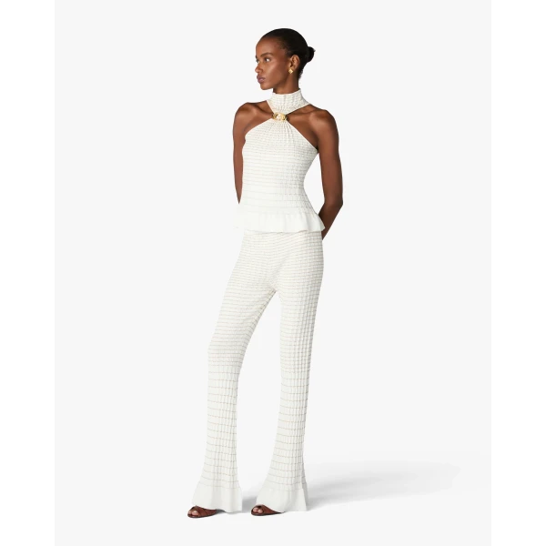 Casablanca White Pleated Mosaic Pants | Pants | Coveti