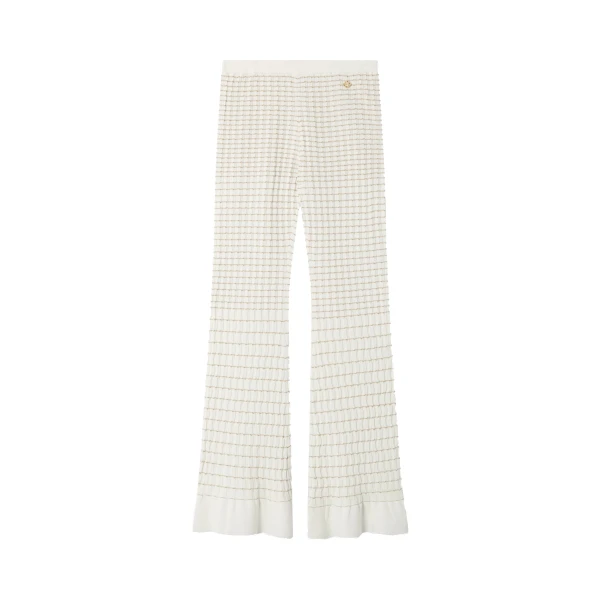 White Pleated Mosaic Pants