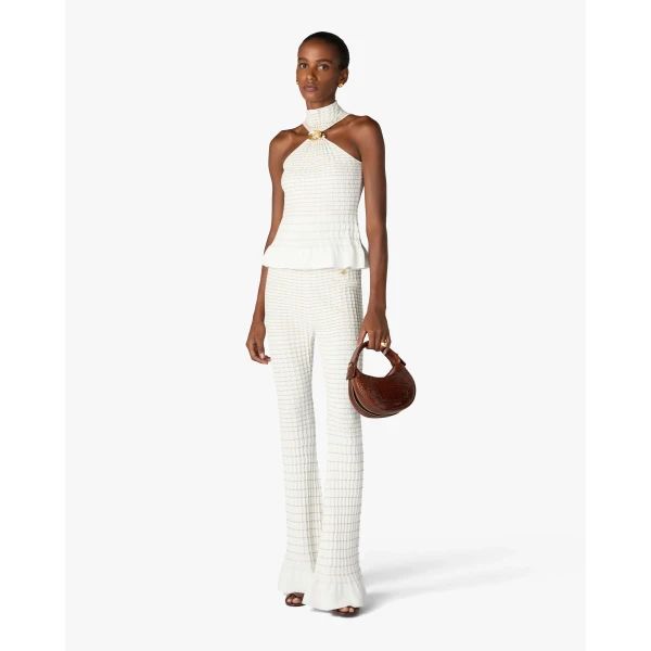 Casablanca White Pleated Mosaic Top | Tops | Coveti