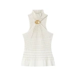 Casablanca White Pleated Mosaic Top | Tops | Coveti