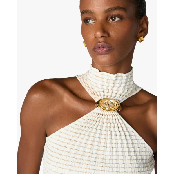 Casablanca White Pleated Mosaic Top | Tops | Coveti
