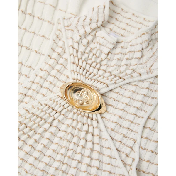 Casablanca White Pleated Mosaic Top | Tops | Coveti