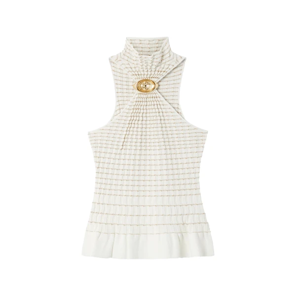 White Pleated Mosaic Top