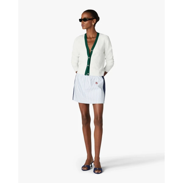 Casablanca White Pointelle Monogram Cardigan | Cardigan | Coveti