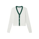 Casablanca White Pointelle Monogram Cardigan | Cardigan | Coveti