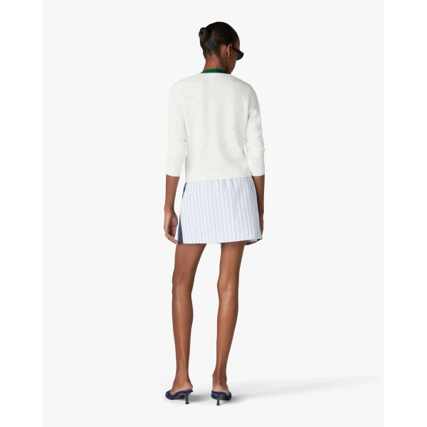 Casablanca White Pointelle Monogram Cardigan | Cardigan | Coveti