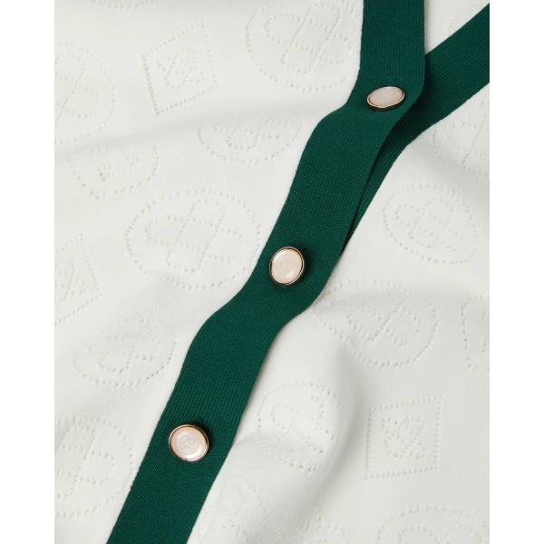 Casablanca White Pointelle Monogram Cardigan | Cardigan | Coveti