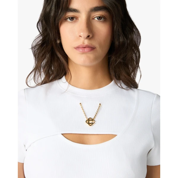 Casablanca White Ribbed Jewellery Short Sleeve T-Shirt | T-Shirt | Coveti
