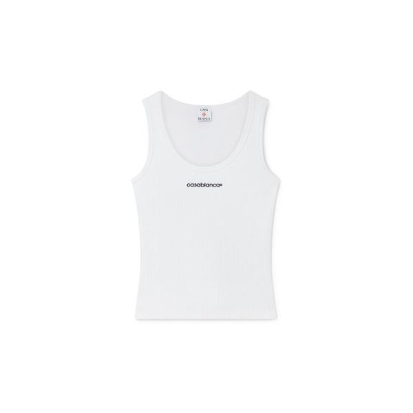 Casablanca White Ribbed Tank Top | Tank Top | Coveti