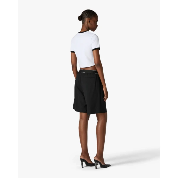 Casablanca White Stacked Logo Cropped Baby Short Sleeve T-Shirt | T-Shirt | Coveti