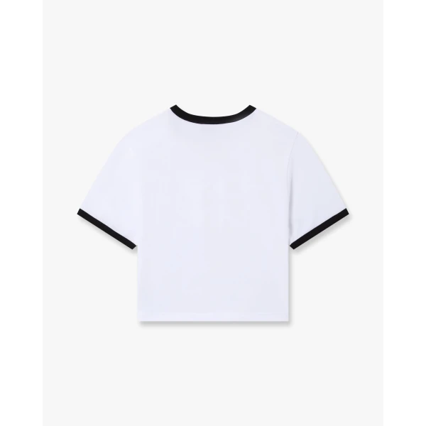 Casablanca White Stacked Logo Cropped Baby Short Sleeve T-Shirt | T-Shirt | Coveti