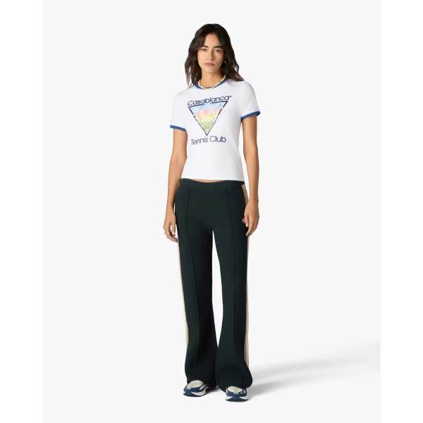 Casablanca White Tennis Club Icon Cropped Ringer Short Sleeve T-Shirt | T-Shirt | Coveti