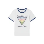 Casablanca White Tennis Club Icon Cropped Ringer Short Sleeve T-Shirt | T-Shirt | Coveti