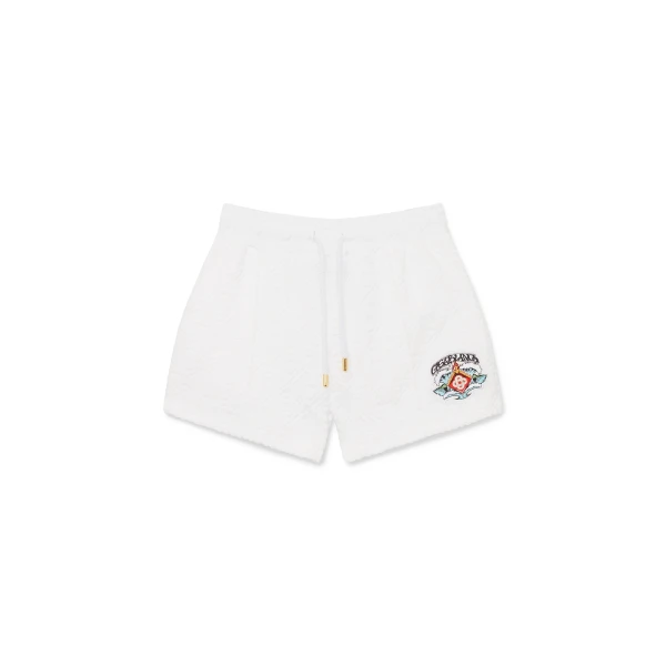 Casablanca White Waves Monogram Towelling Shorts | Shorts | Coveti